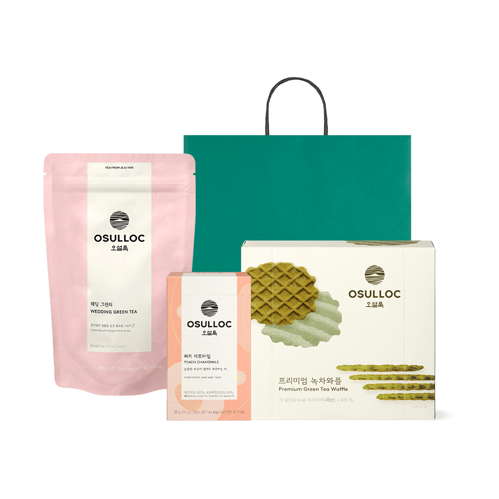 웨딩 그린 & 피치 와플 티타임